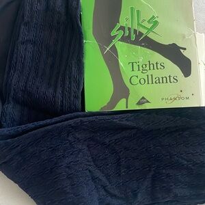 NWOT: Fashion Pattern Textured Navy Blue Tights NEW